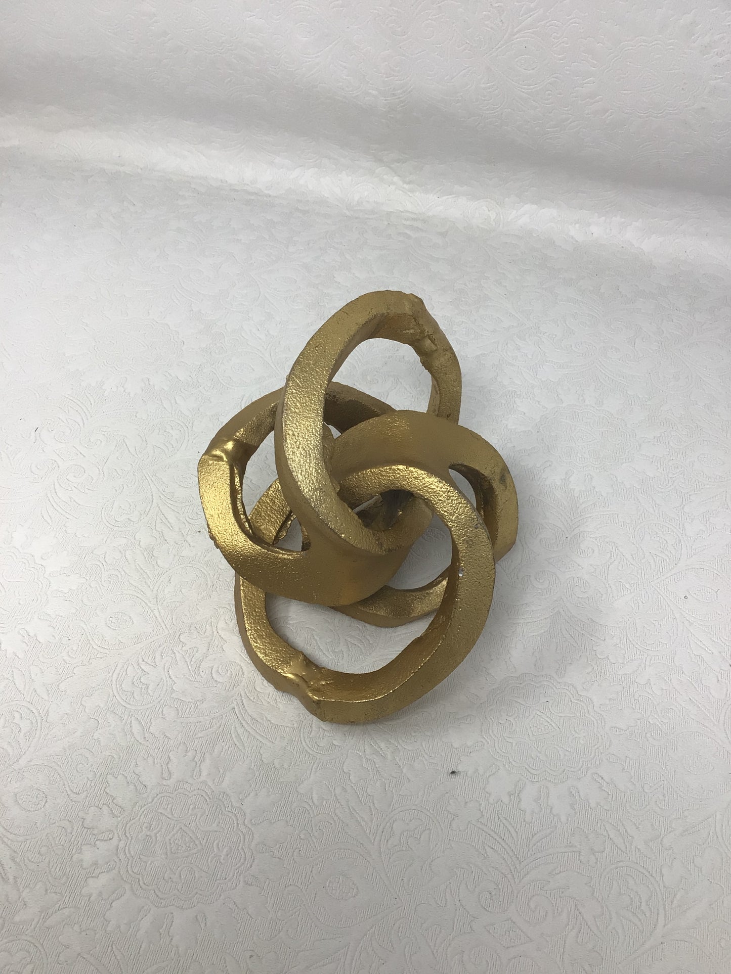 Gold-Finished Abstract Metal Knot Sculpture