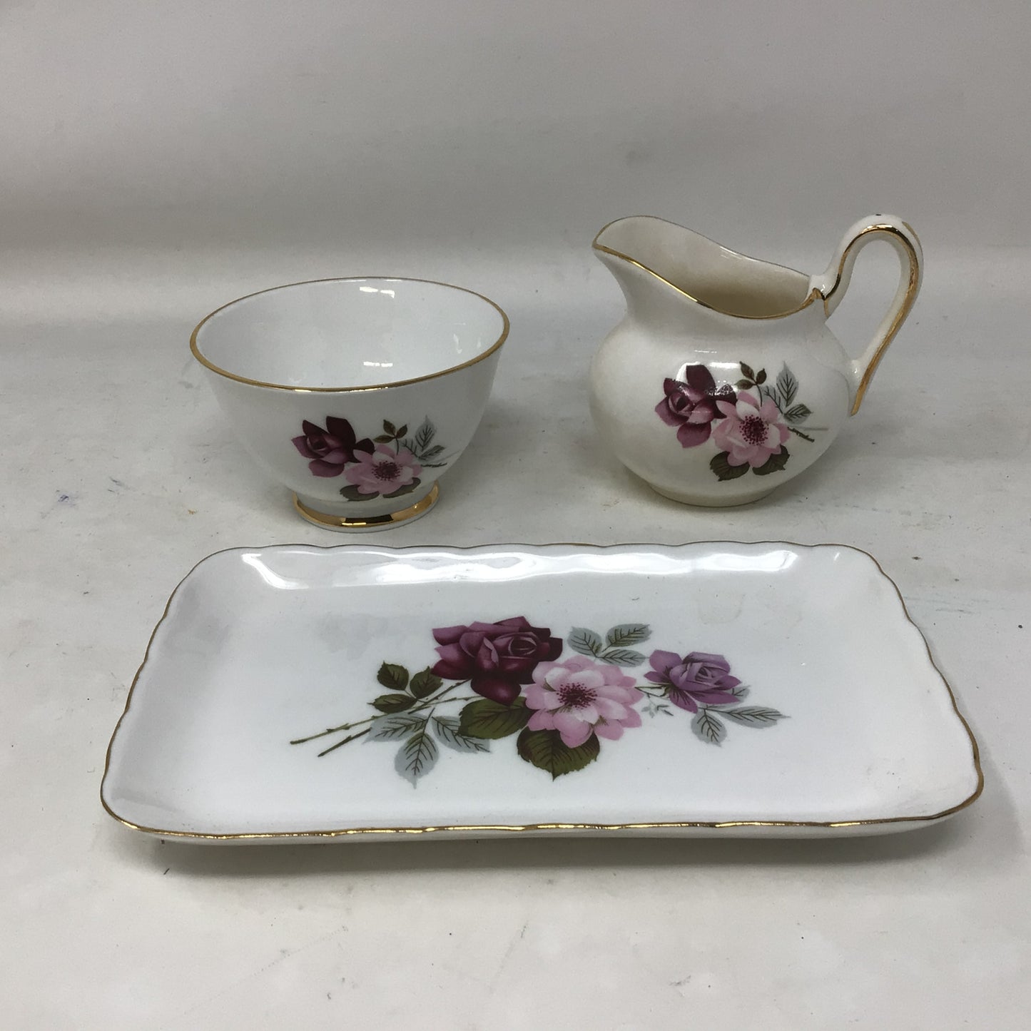 Vintage Delphine Bone China Cream and Sugar Set