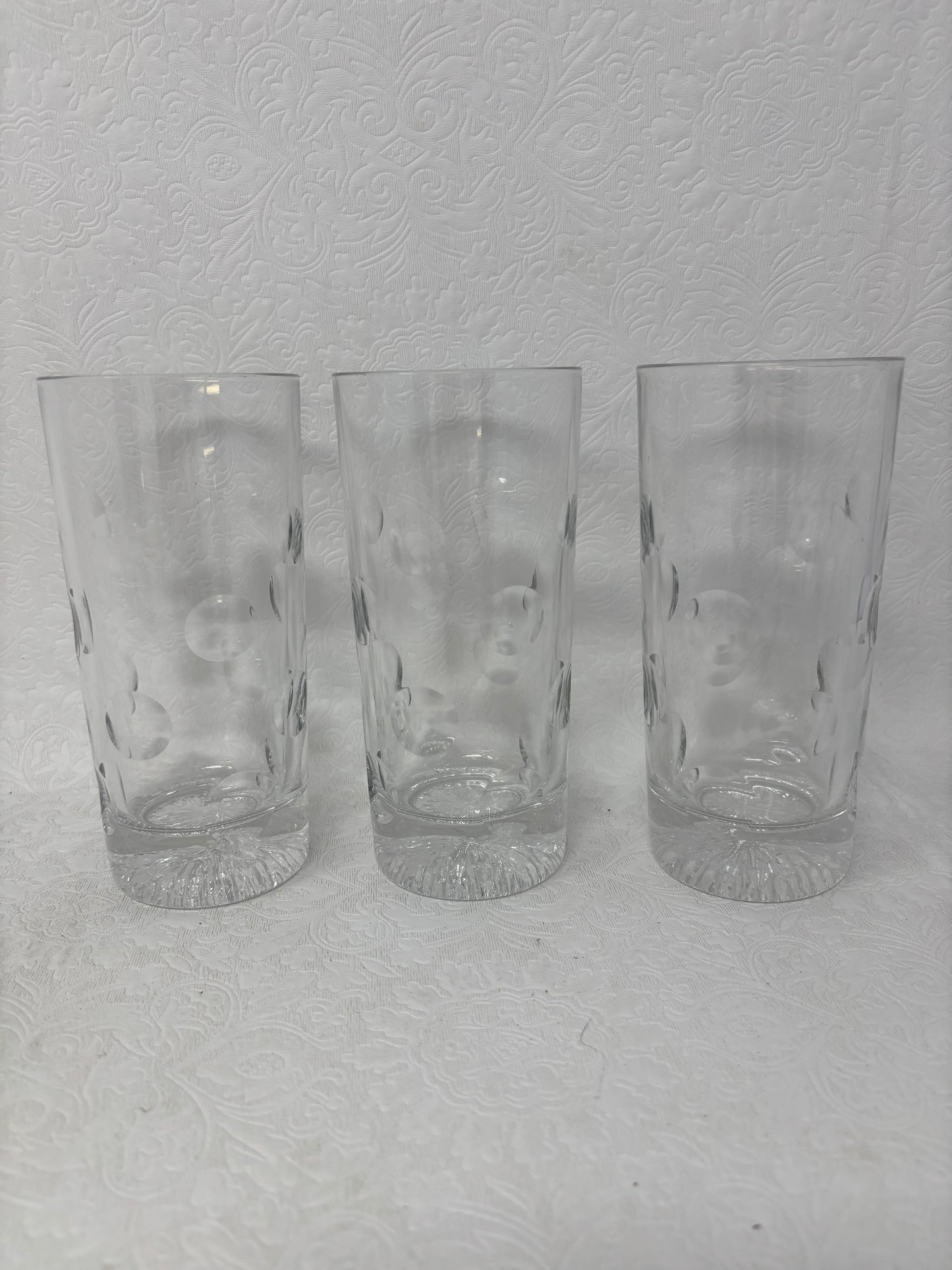 Set Of 3 Crystal Lowball Bubble Glasses