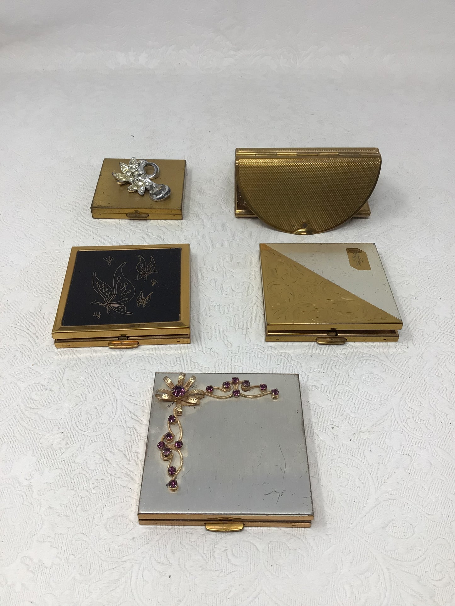 Vintage Compact Mirrors, Set of 5