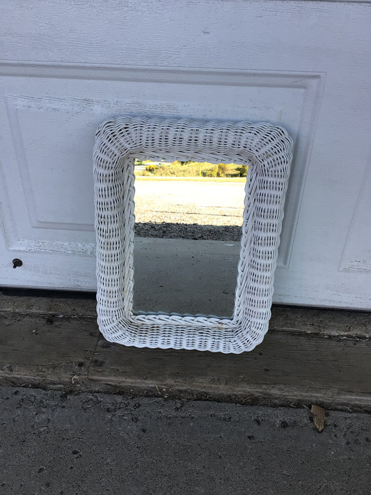 Vintage Like White Wicker Wall Mirror