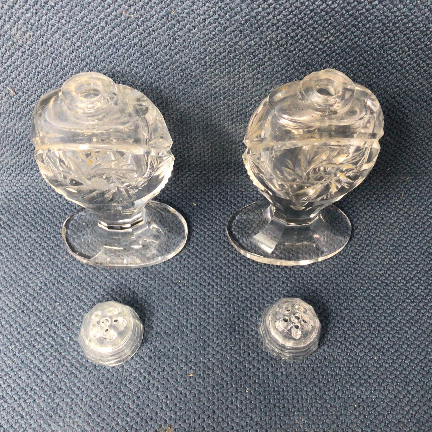 Vintage Crystal Pinwheel Star of David Salt and Pepper Shakers