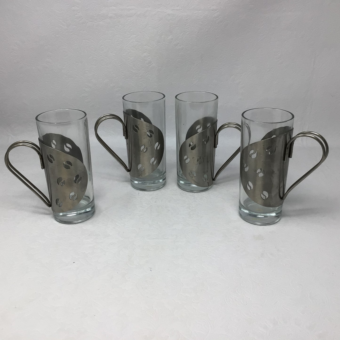 Set of 4 Glass & Metal Tea Glasses