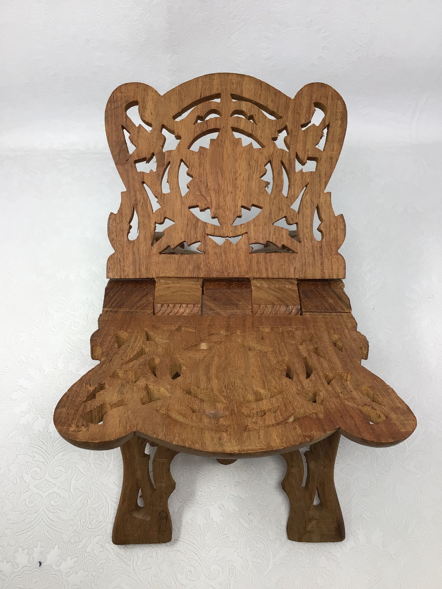 Traditional Hand-Carved Wooden Folding Book Stand