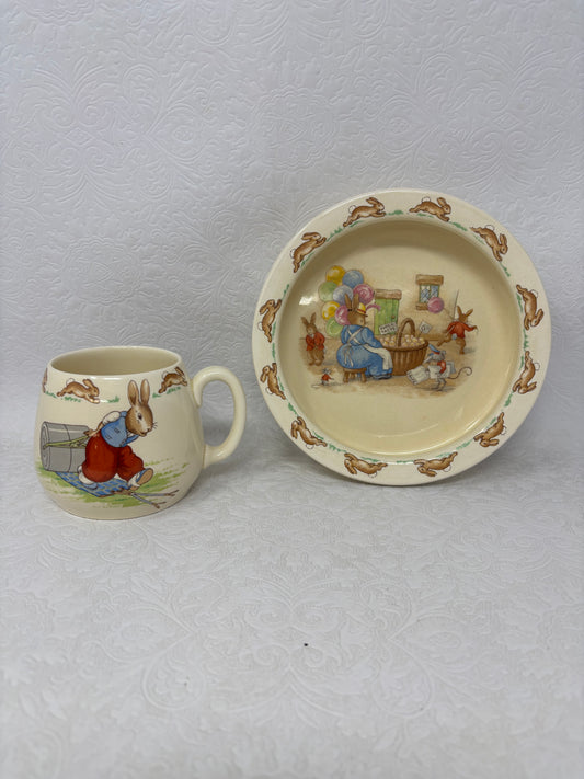 Vintage Royal Doulton Bunnykins Mug & Bowl