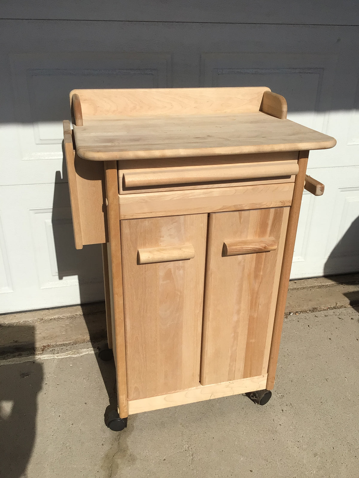 Natural Wood Rolling Kitchen Cart