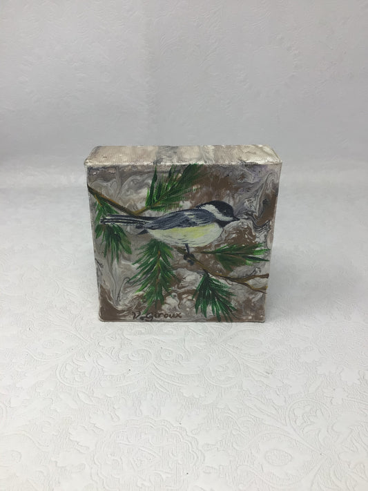 Mini Chick-a-Dee Hand Painting by V. Giroux