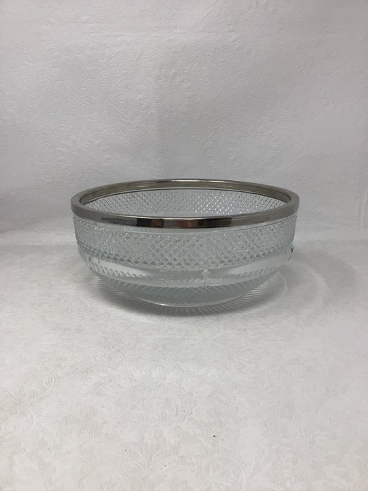 Crystal Bowl with Silver Plate Rim