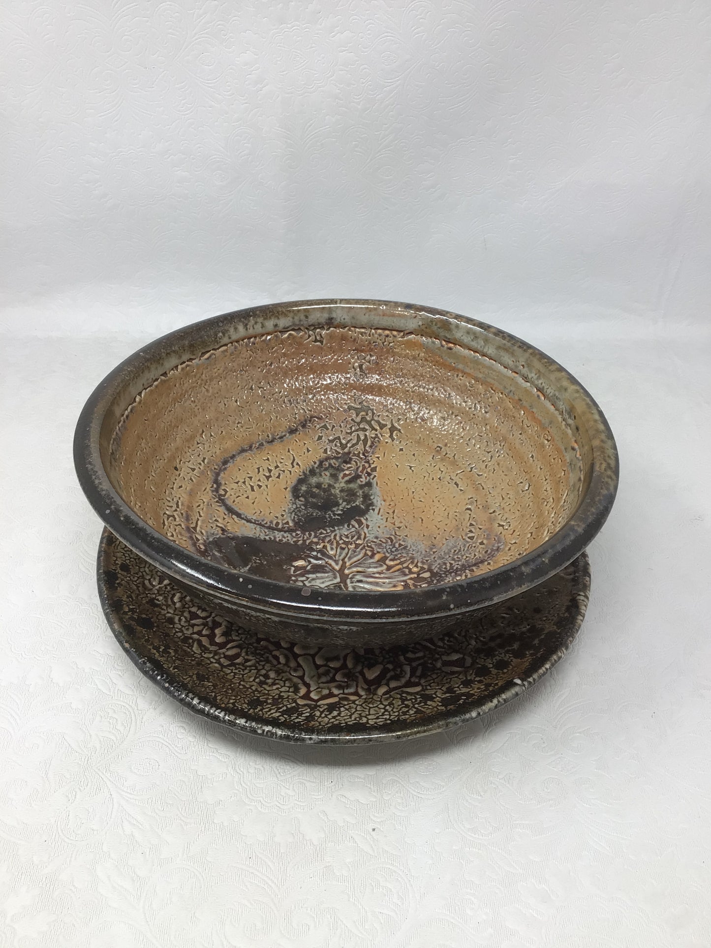 Tenmoku Glaze Like Bowl With Plate