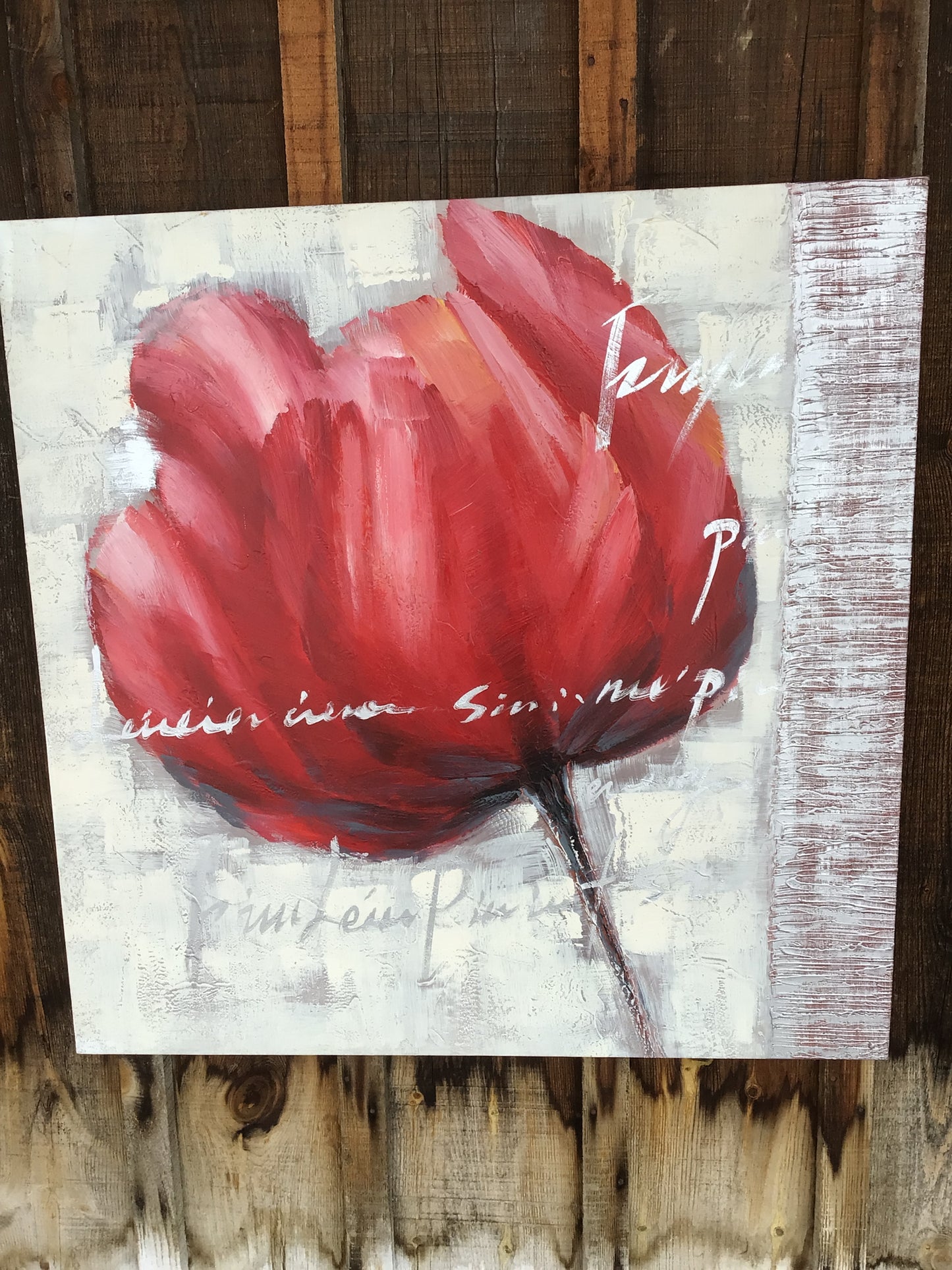 Large Abstract Red Poppy Print On Canvas