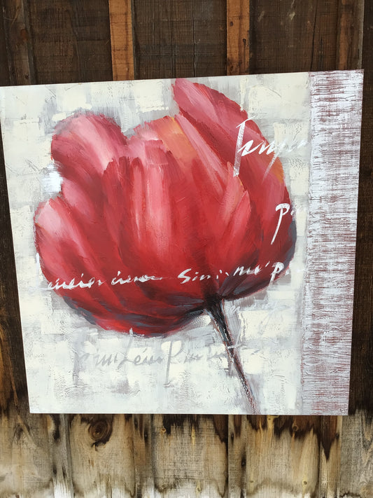 Large Abstract Red Poppy Print On Canvas