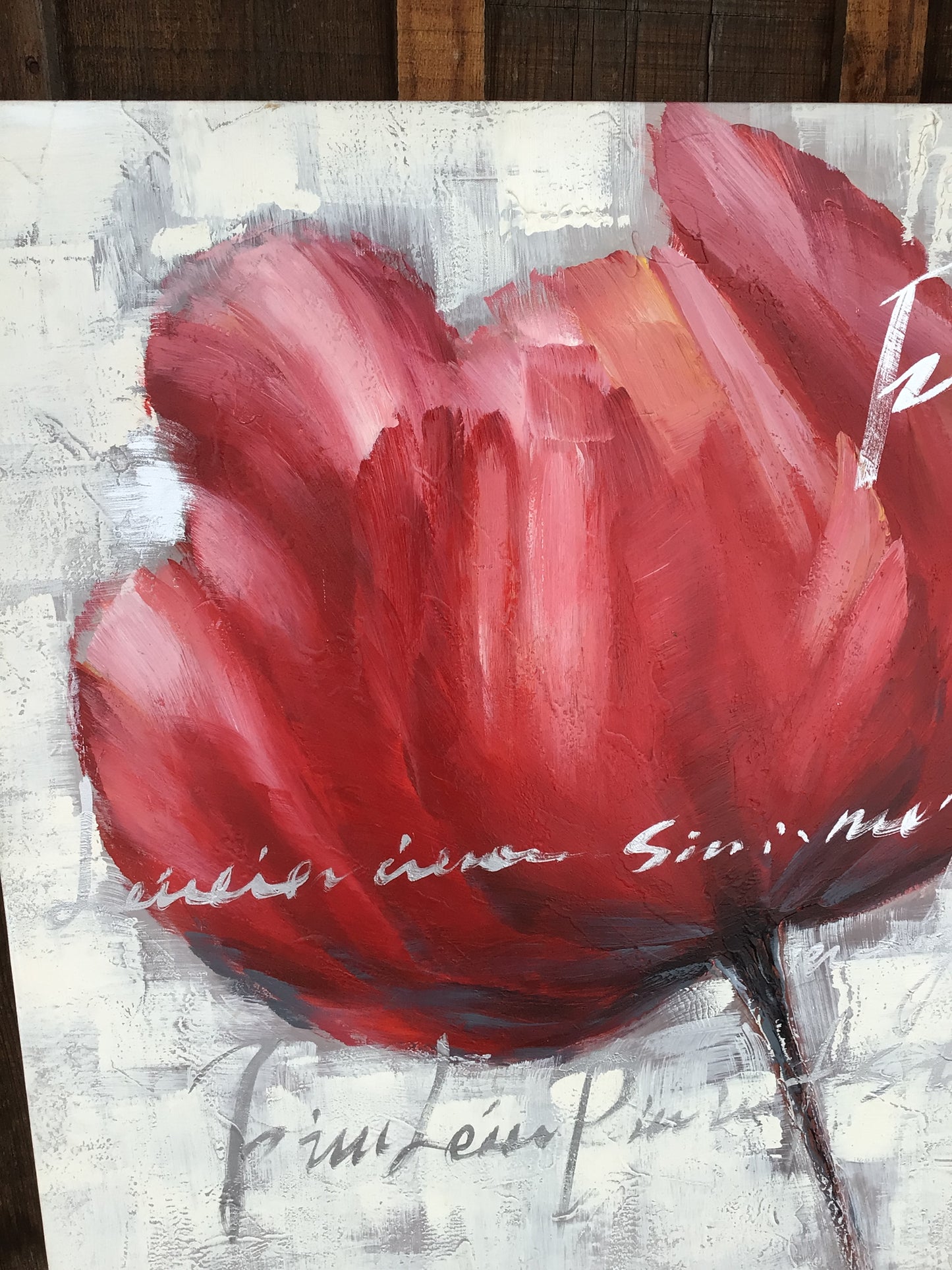 Large Abstract Red Poppy Print On Canvas