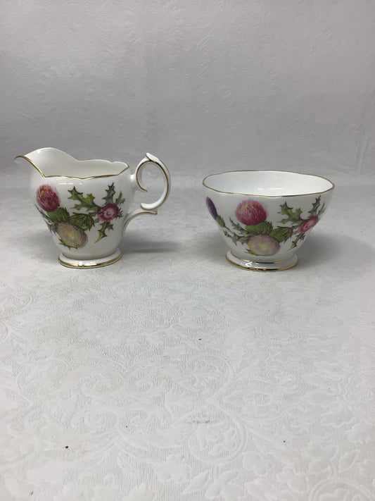 "Dundee Thistle" Cream & Sugar