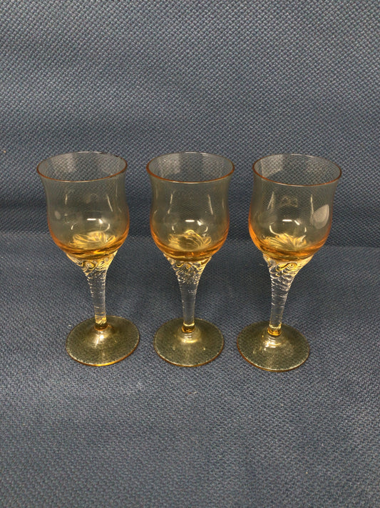 Vintage Amber Yellow Liquor Glasses