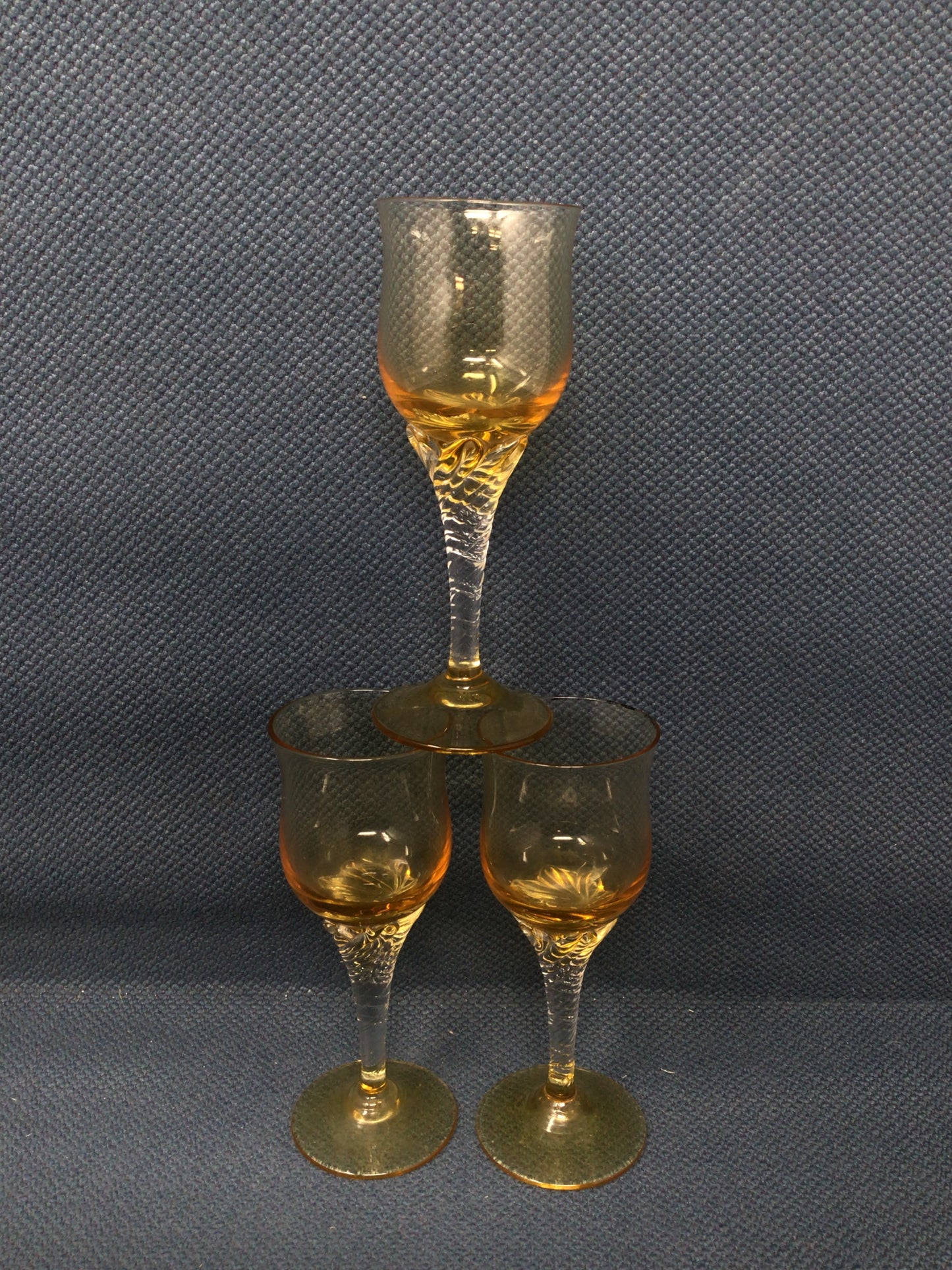 Vintage Amber Yellow Liquor Glasses