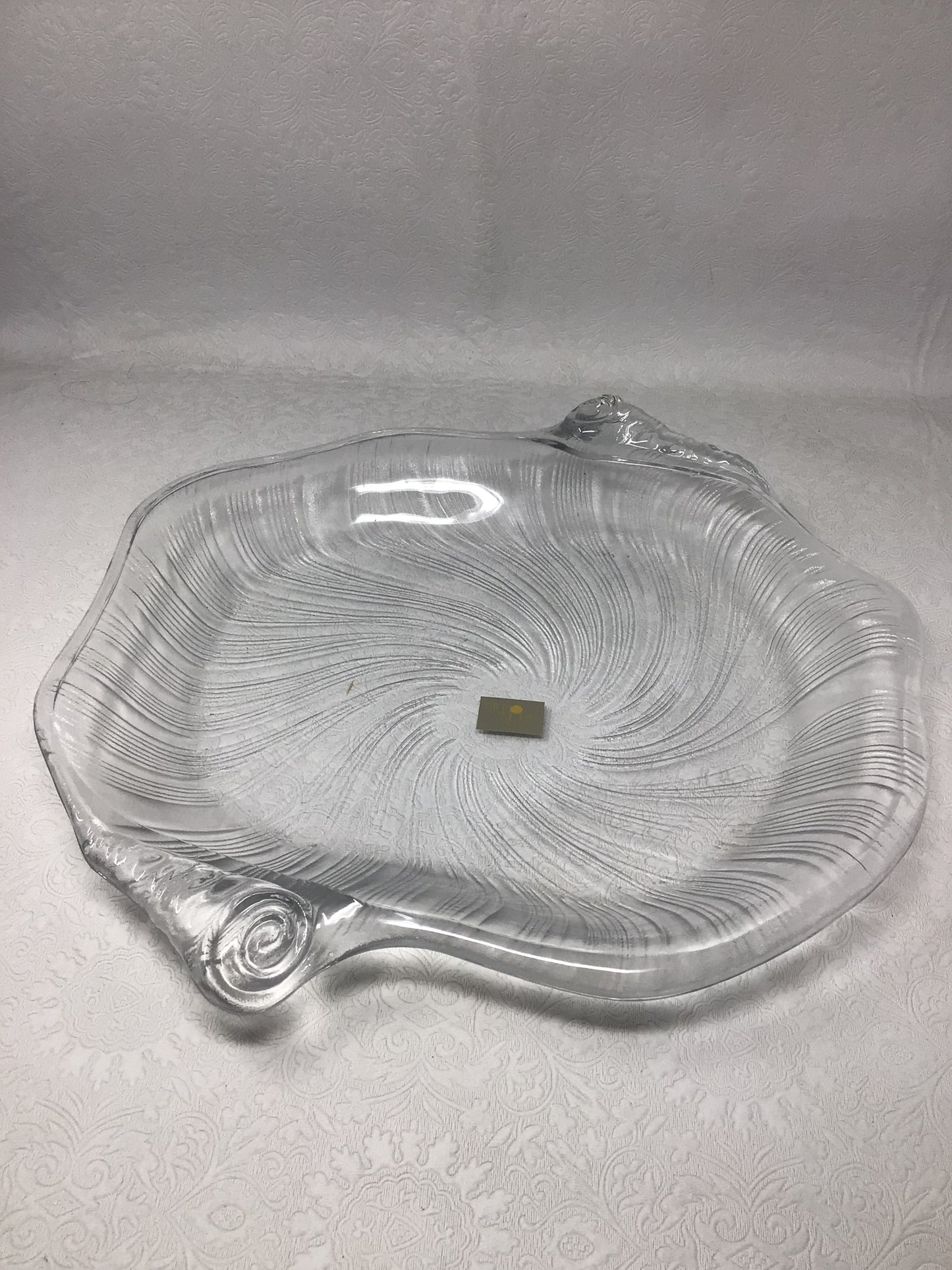Vintage Crystal Seashell Swirl serving platter