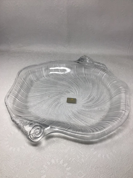 Vintage Crystal Seashell Swirl serving platter