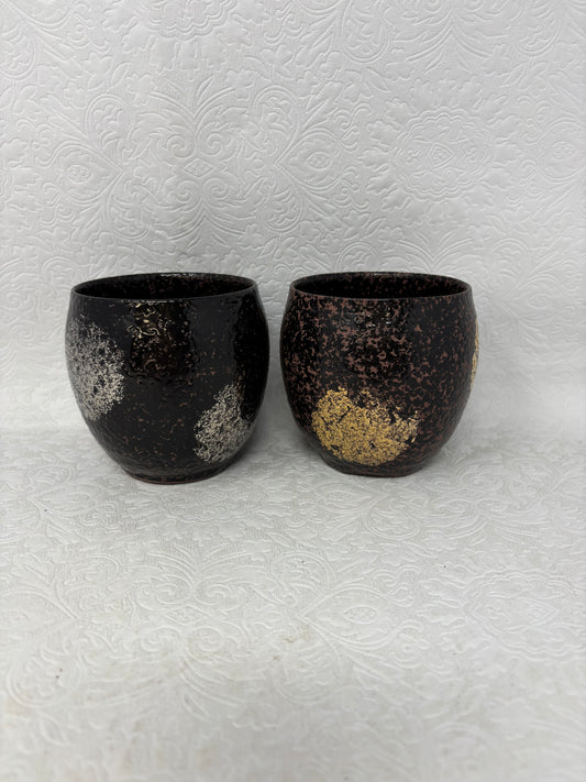 Hand Made Set Of Glazed 2 Tone Red Clay Sake Cups