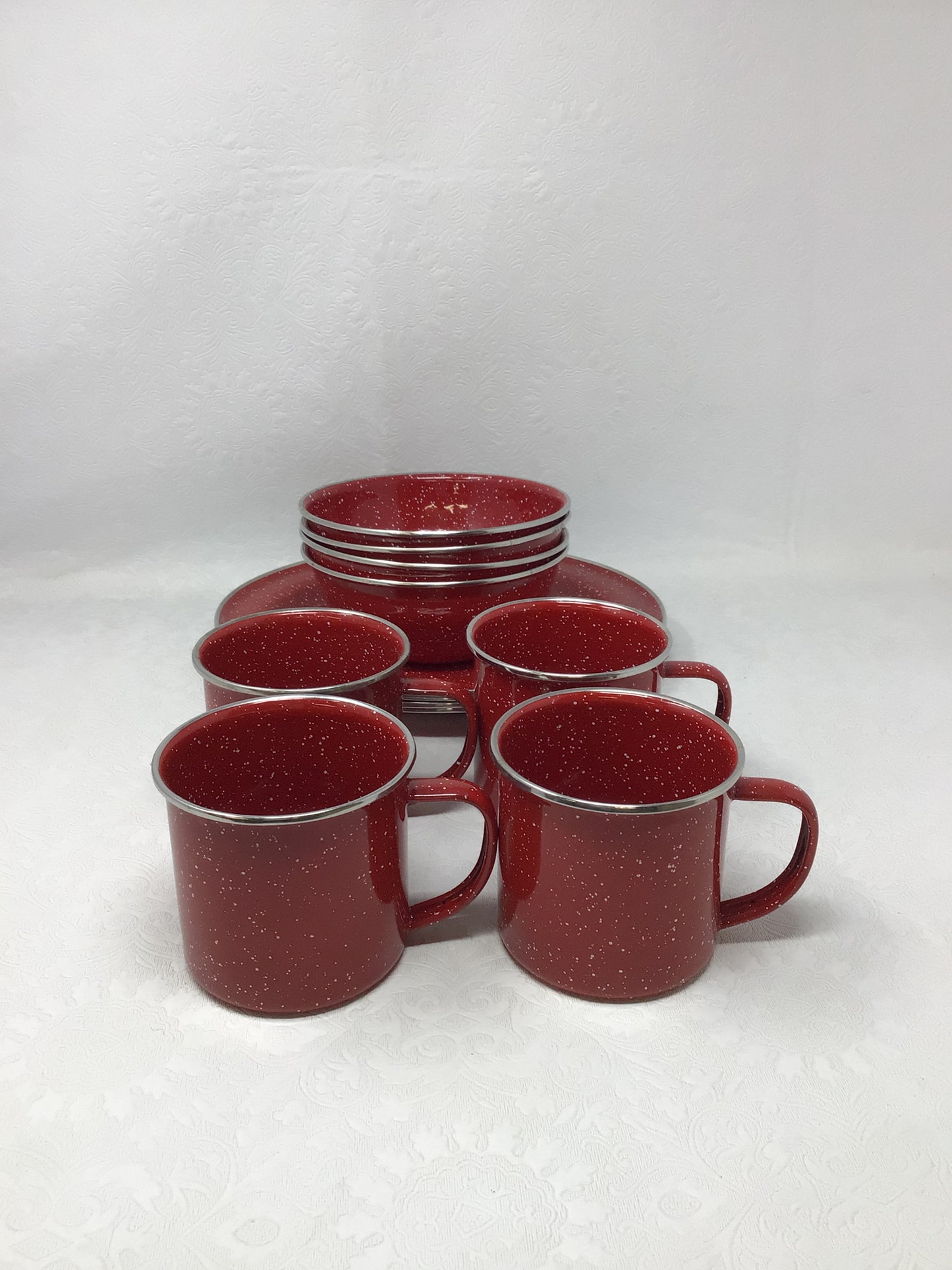 Red Enamelware Camping Set