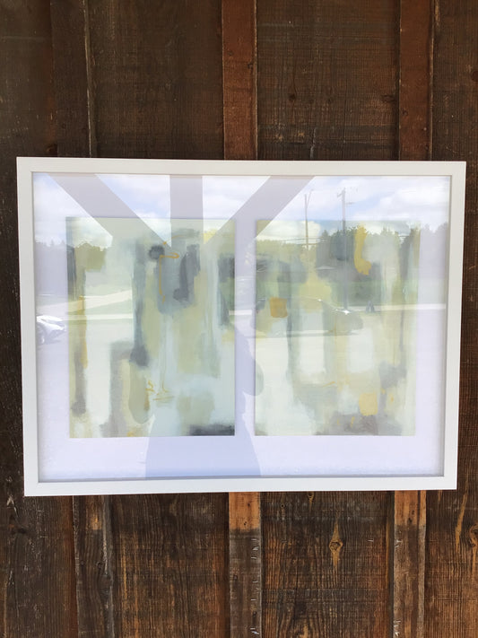 Two Abstract Square Art Pieces in Frame