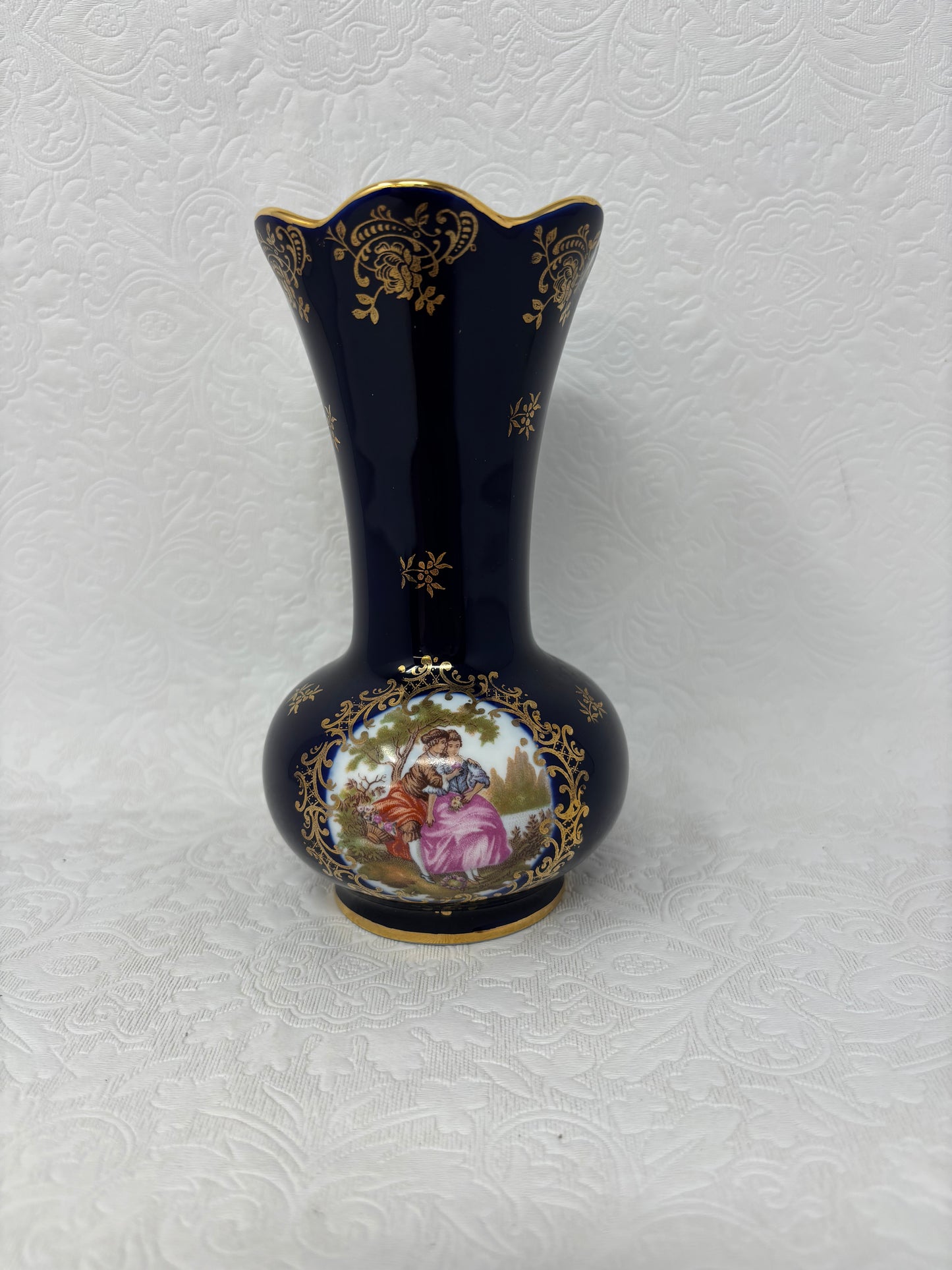 Limoges France Castel Porcelain Vase With “Courting Couple”