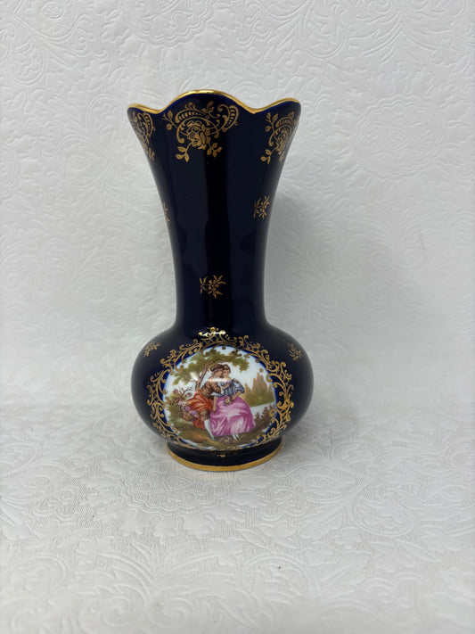 Limoges France Castel Porcelain Vase With “Courting Couple”