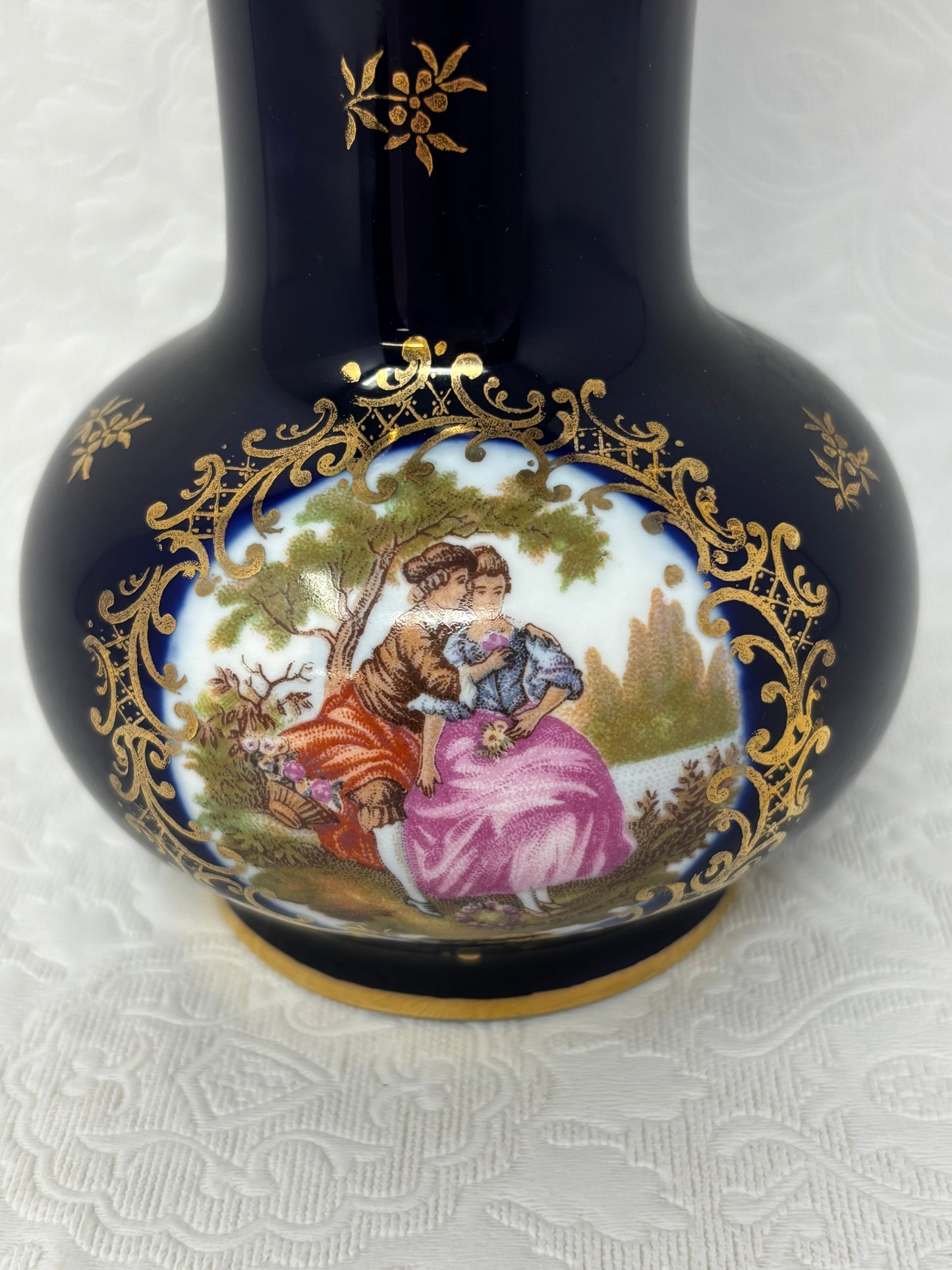 Limoges France Castel Porcelain Vase With “Courting Couple”