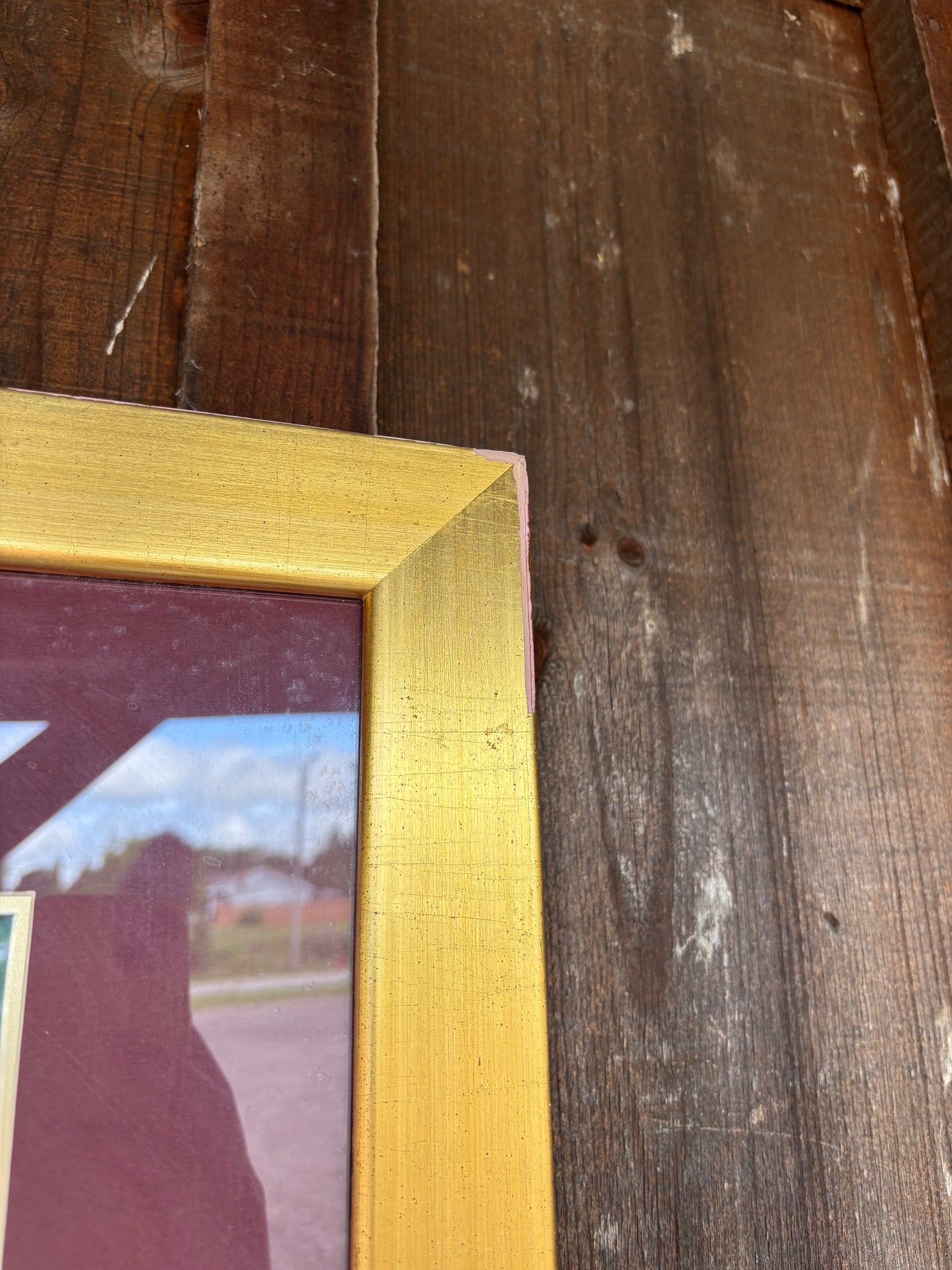 Framed Maroon Abstract Artwork