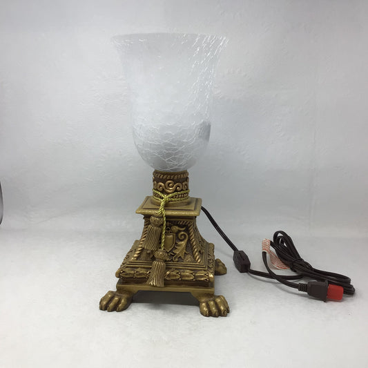 Reproduction Vintage Lamp with Frosted Crackled Glass Shade