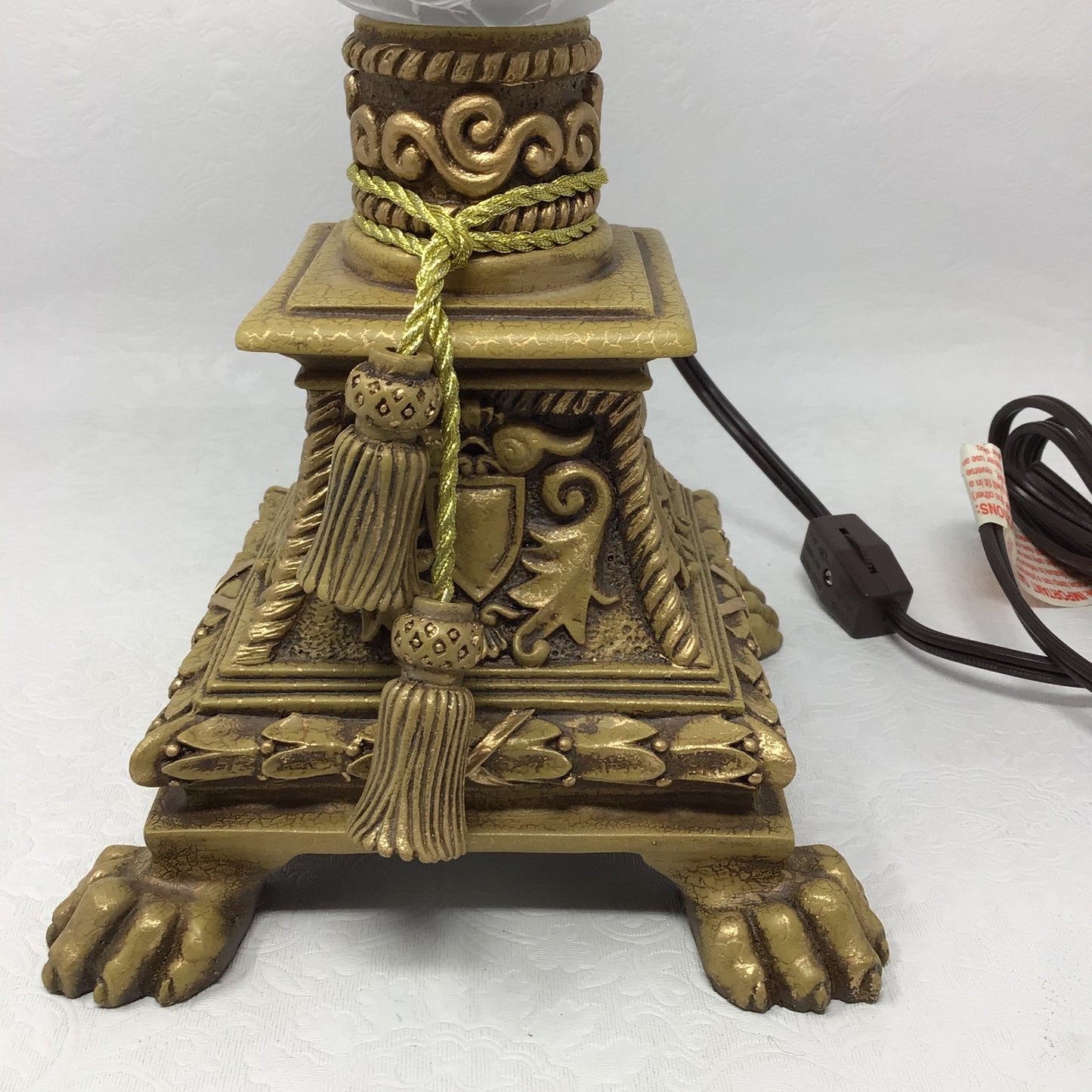 Reproduction Vintage Lamp with Frosted Crackled Glass Shade