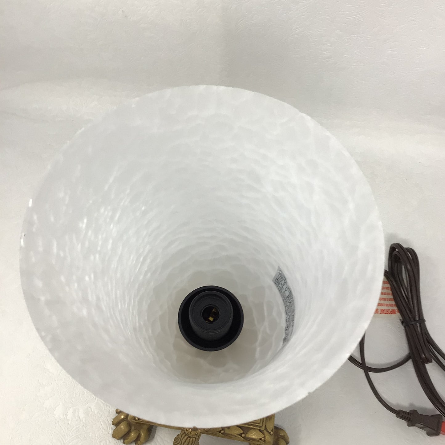 Reproduction Vintage Lamp with Frosted Crackled Glass Shade