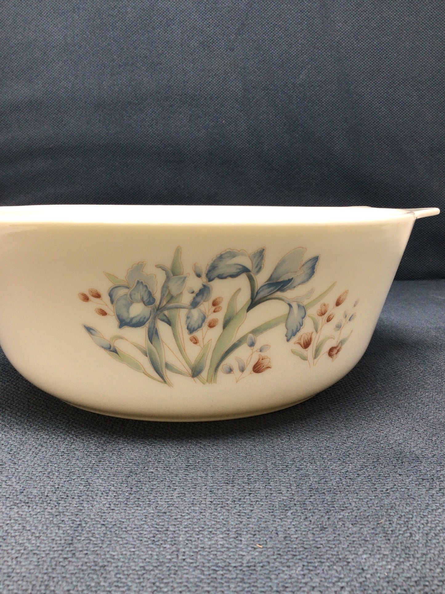 Vintage Pyrex England Blue Iris Casserole Dish