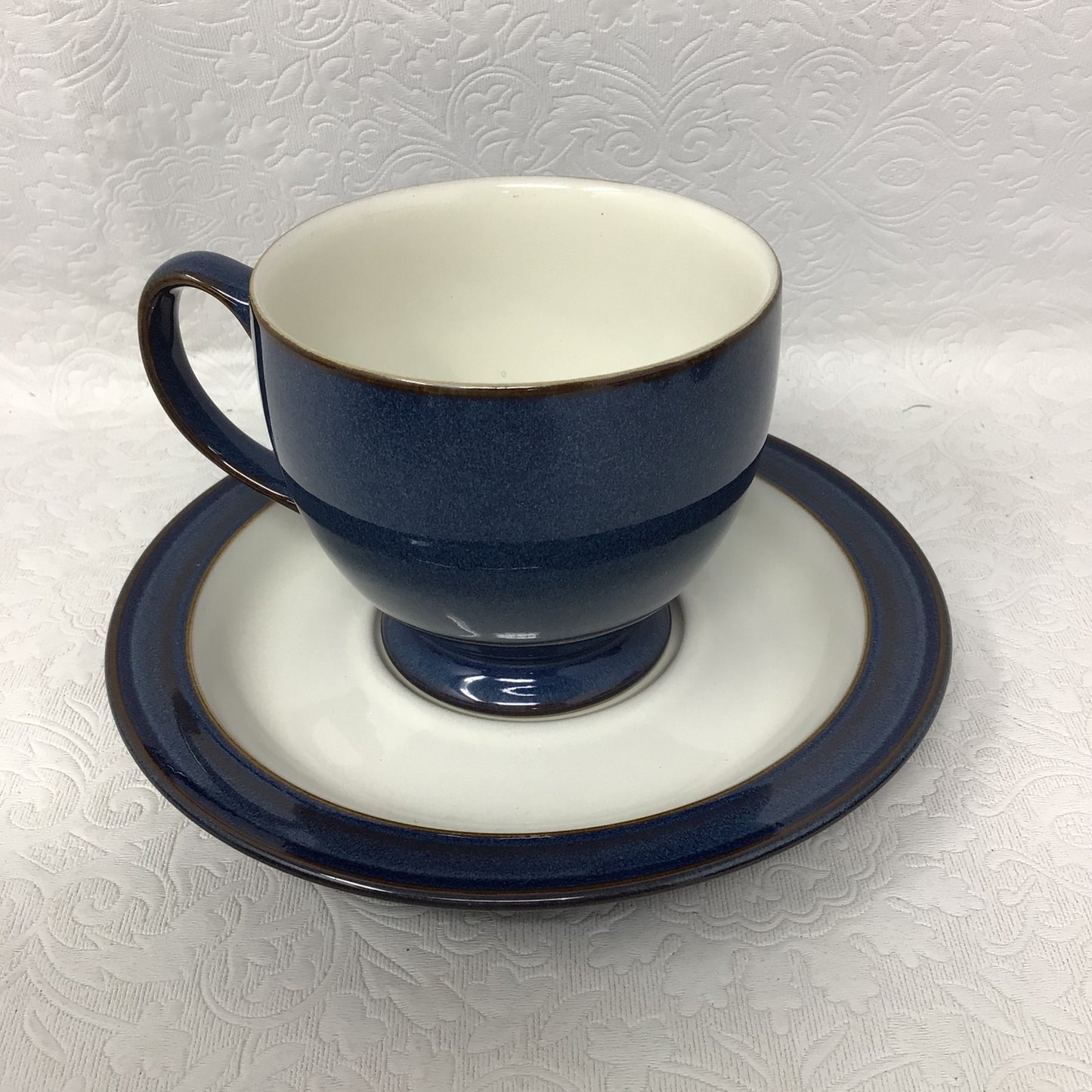 Blue and White Denby Set of 12 Cups and Saucers