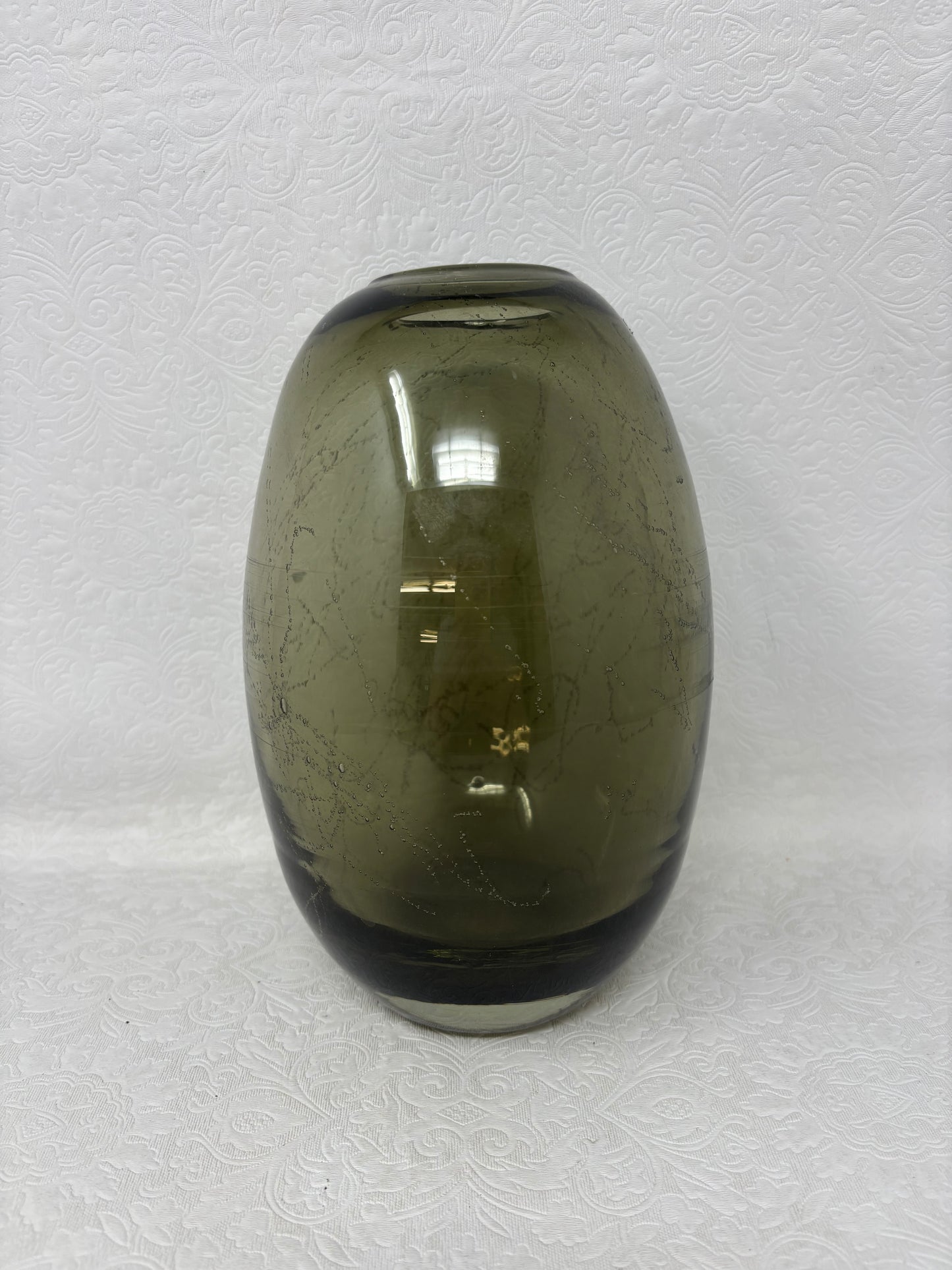 Smoked Olive Green Glass Vase