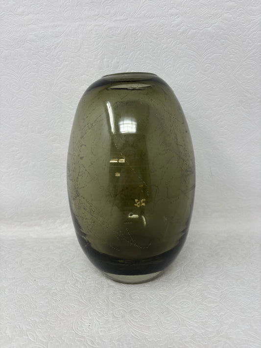 Smoked Olive Green Glass Vase