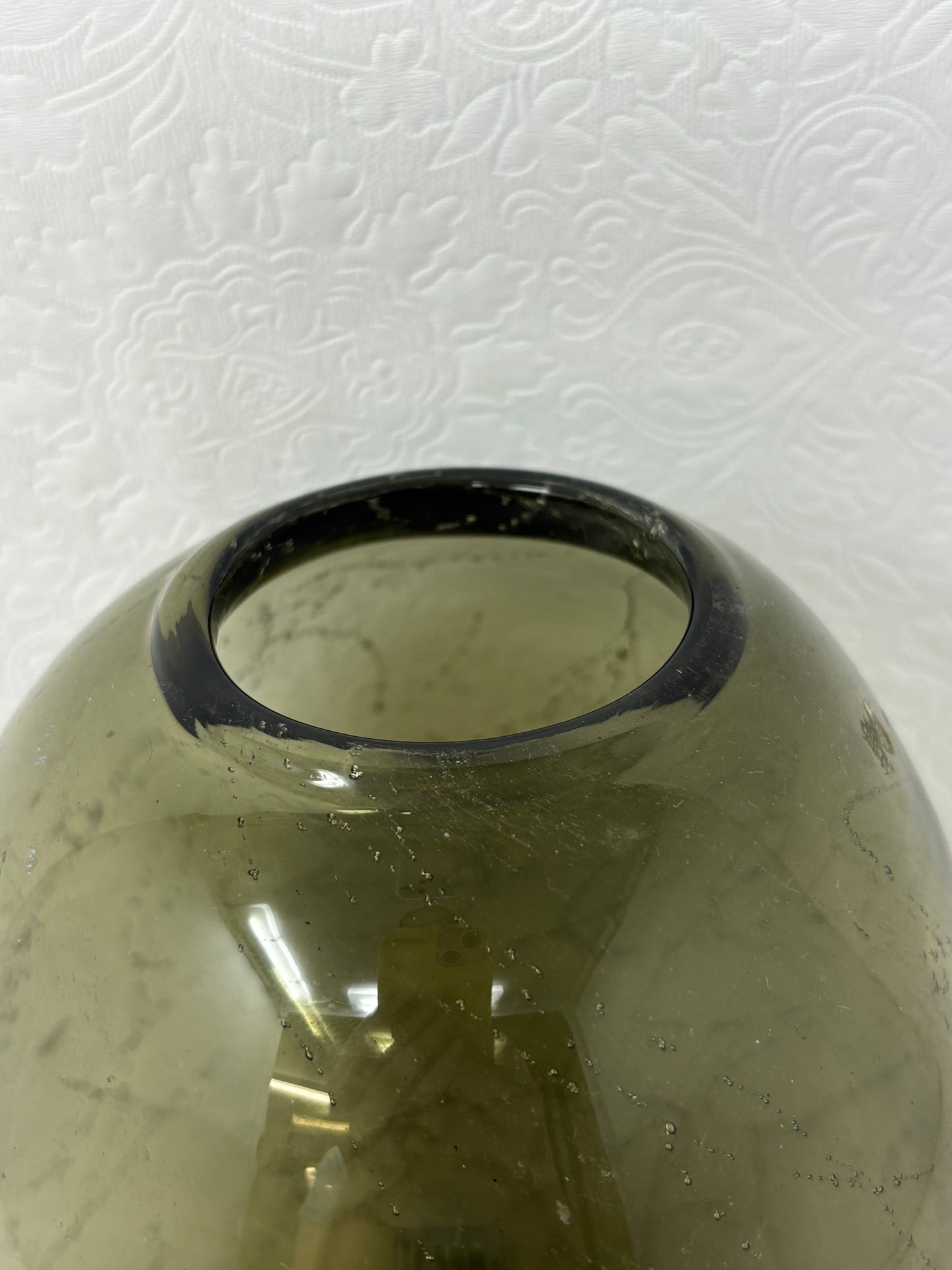 Smoked Olive Green Glass Vase