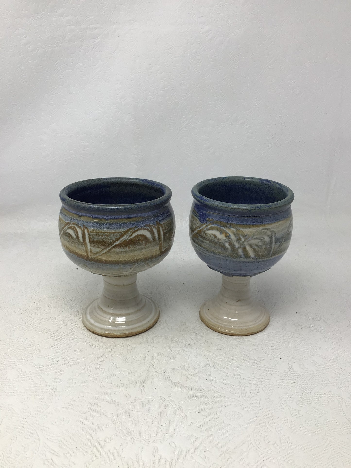 Handmade Stoneware Pottery Goblet Set