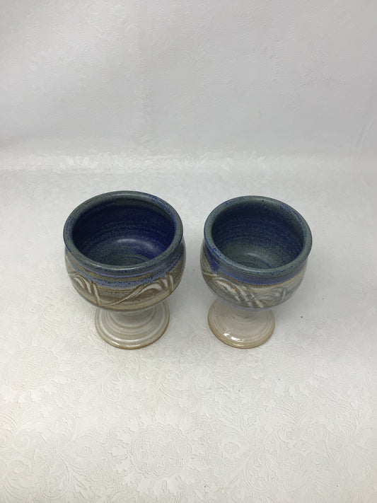 Handmade Stoneware Pottery Goblet Set