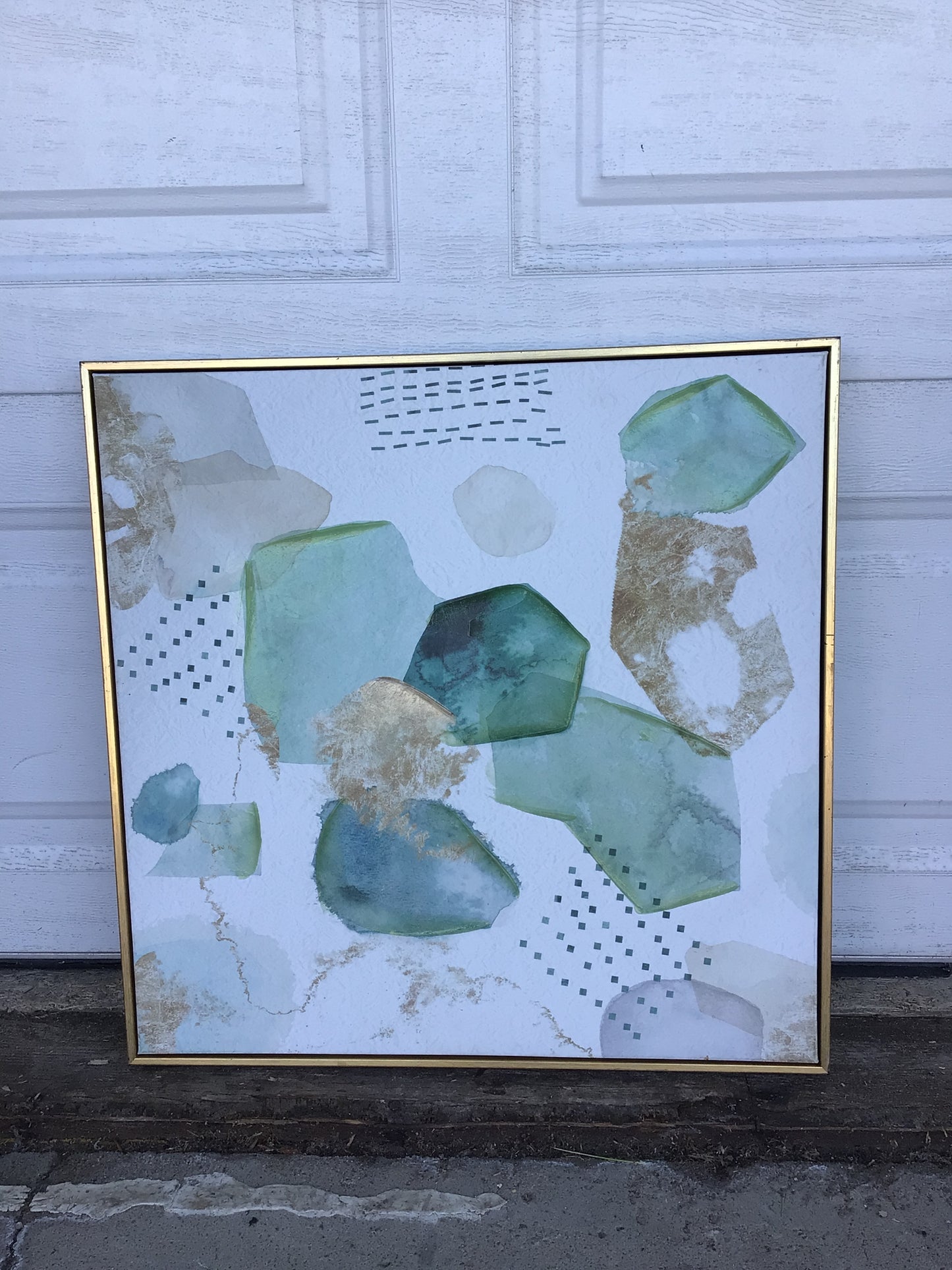 Modern Geometric Print with Gold Frame