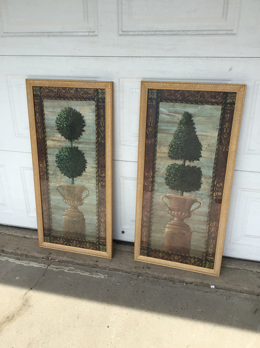 Set of 2 Topiary Tapestry Framed Artwork