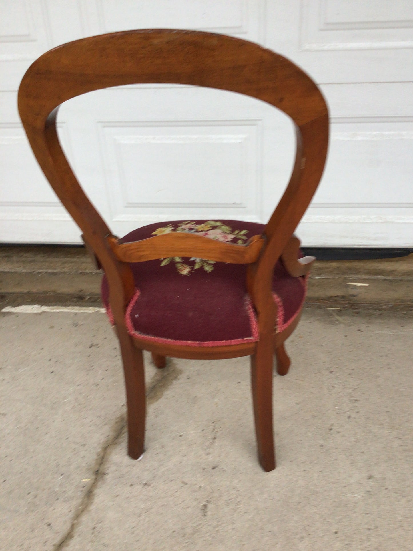 Vintage Balloon-Back Needlepoint Chair