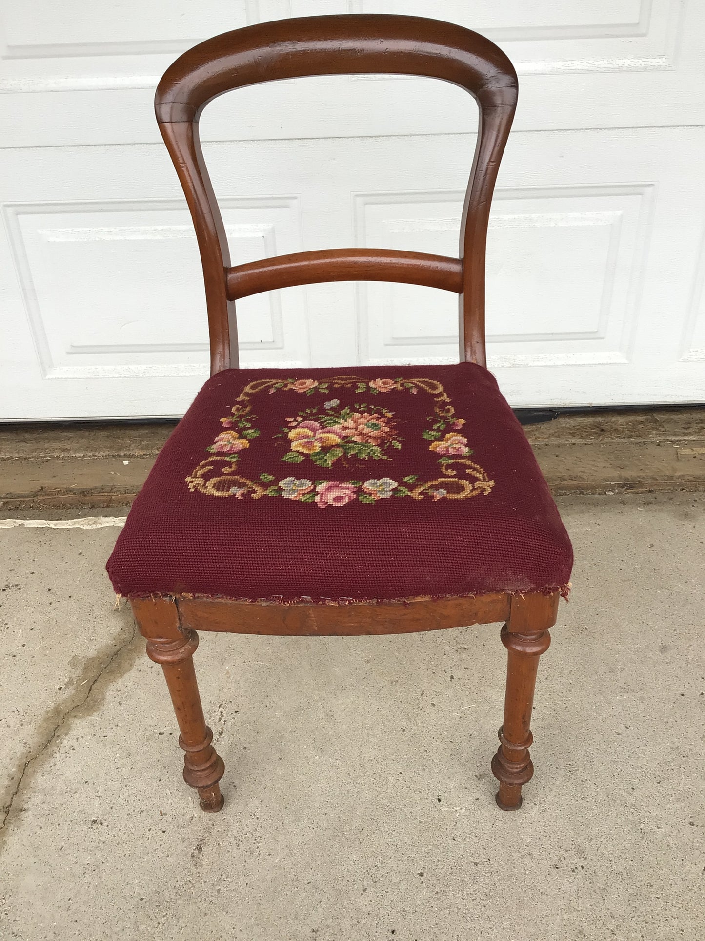 Vintage French Country Needlepoint Chair #1