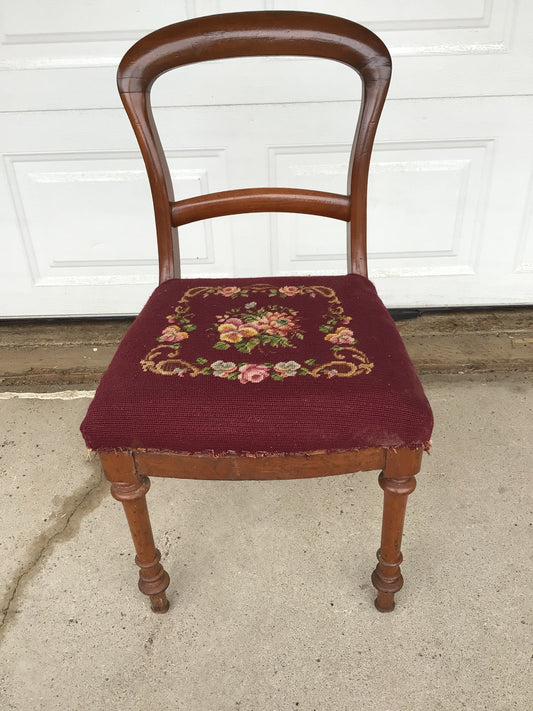Vintage French Country Needlepoint Chair #1