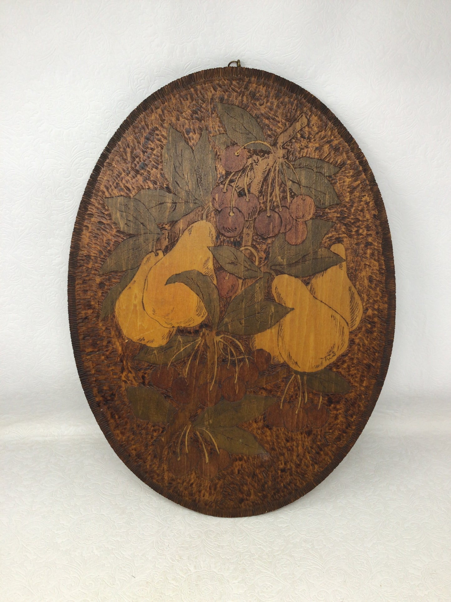 Vintage Pyrography Wooden Wall Plaque