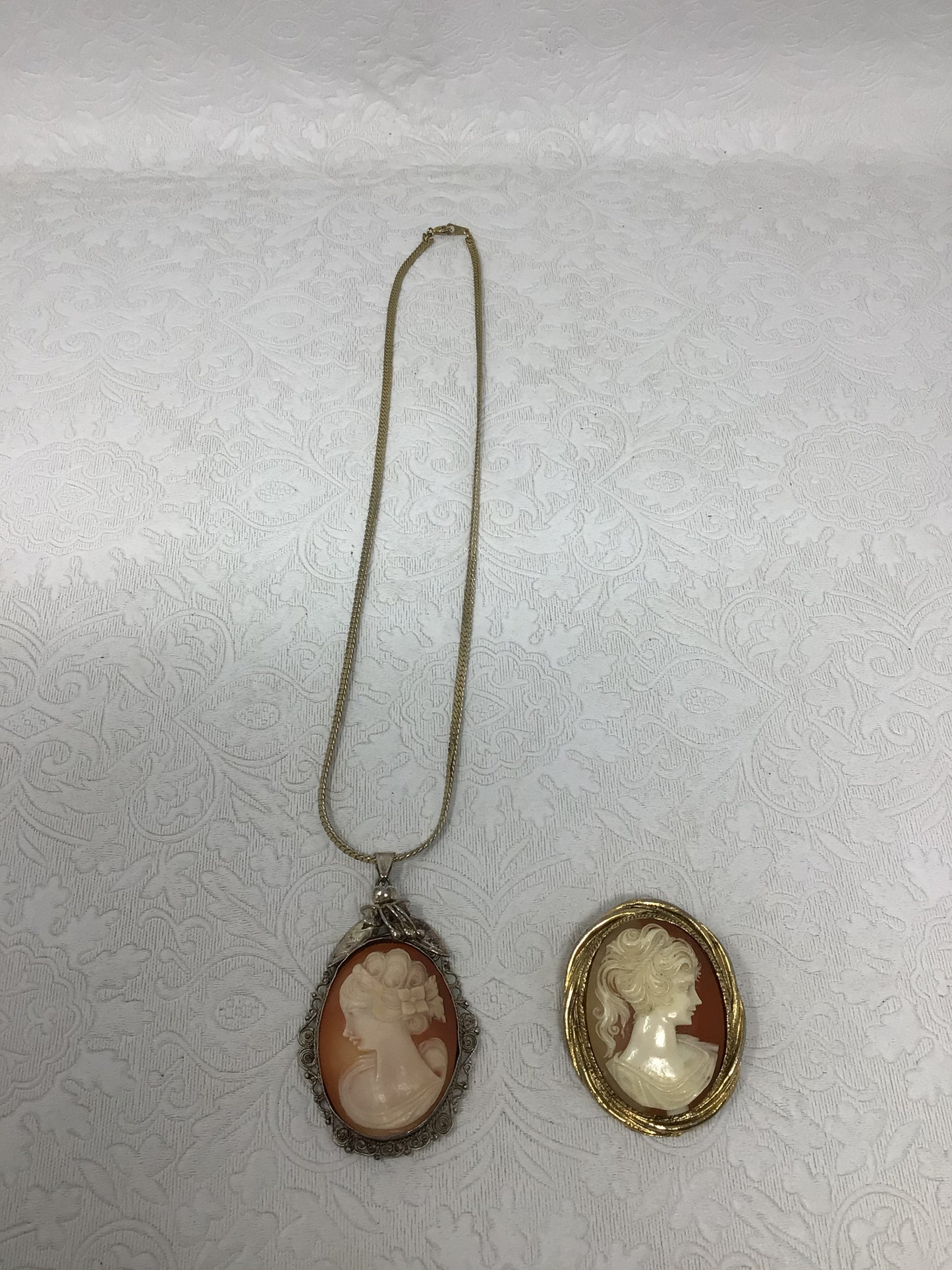 Cameo Necklace and Pin Set