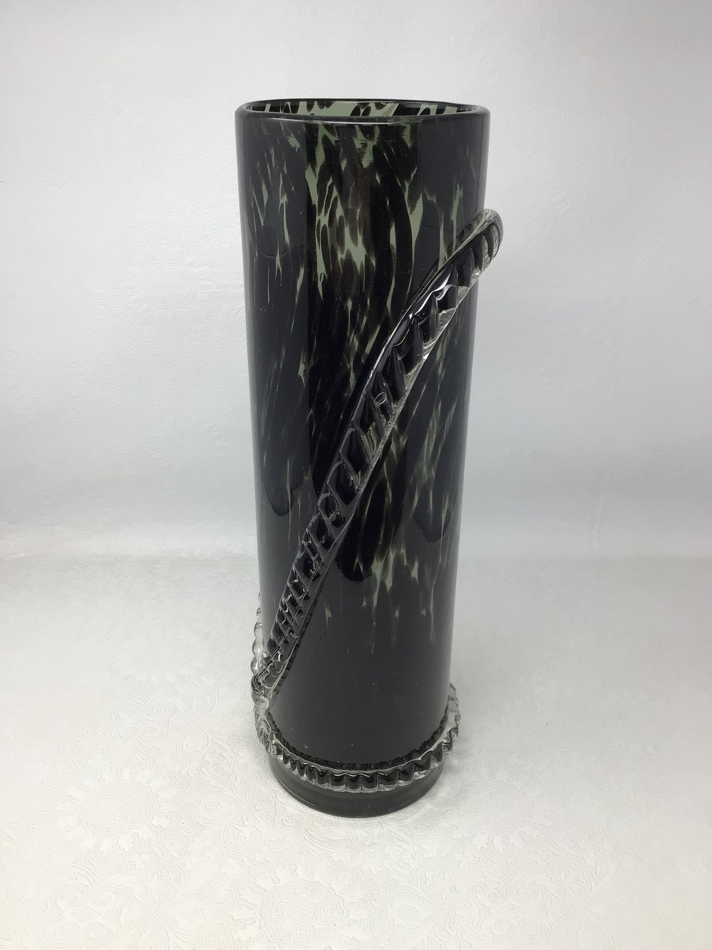 Tall Black Glass Cylinder Vase