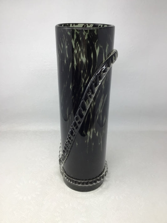 Tall Black Glass Cylinder Vase