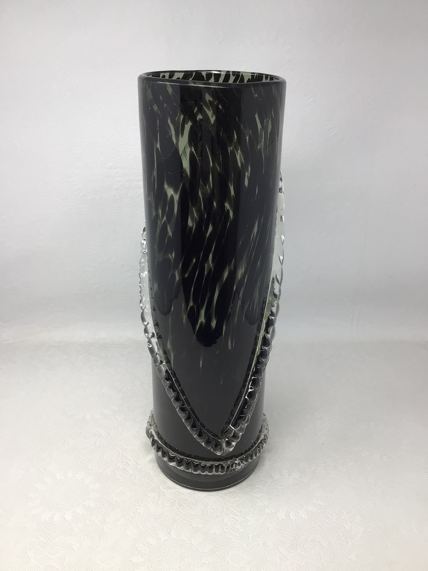 Tall Black Glass Cylinder Vase