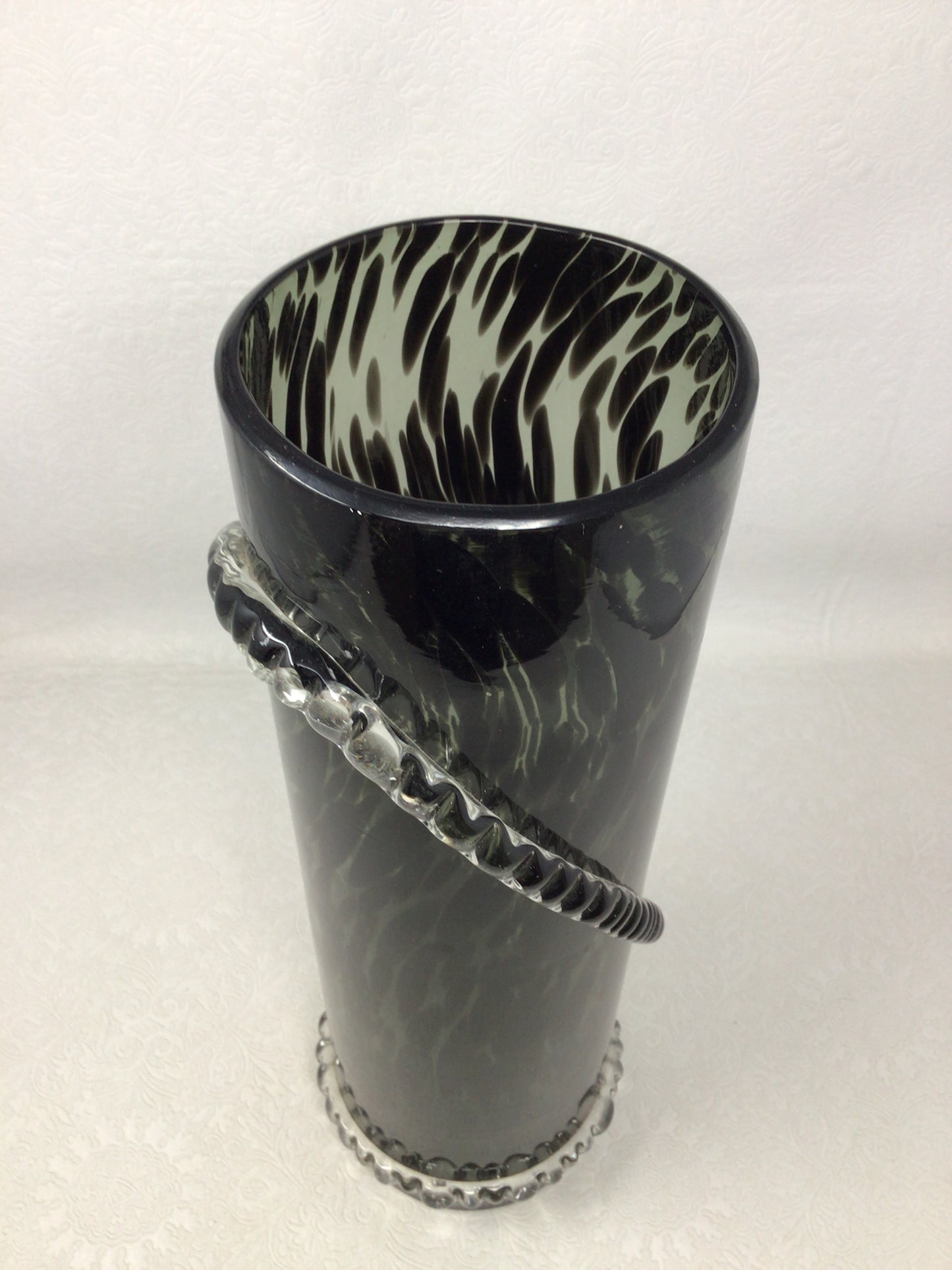 Tall Black Glass Cylinder Vase