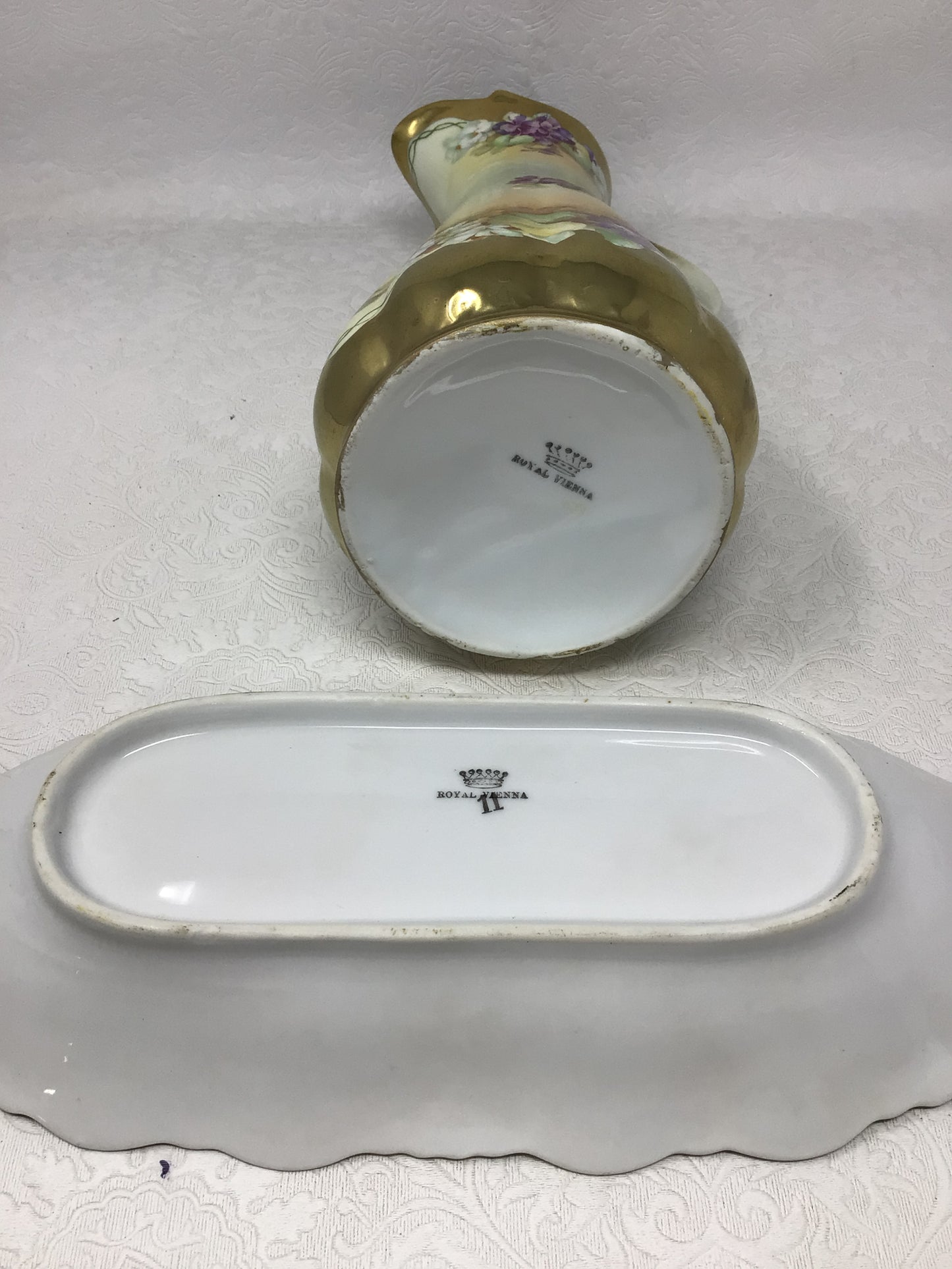 Set of Antique Porcelain Chocolate Pot and Side Dish